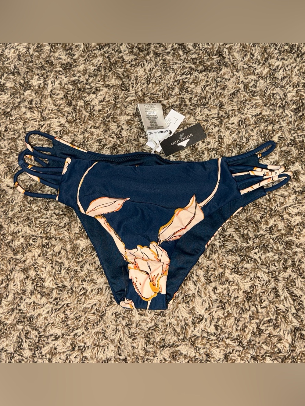 O'Neill Women's Blue Emerson Strappy Hipster Bikini Bottom Swimwear cheeky small